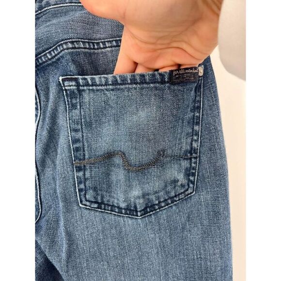 7 For All Mankind Women's Straight Austyn Jeans Blue Denim Medium Wash Size 30 - Picture 4 of 15